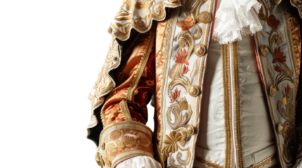 Elaborate costume with intricate embroidery and vibrant colors