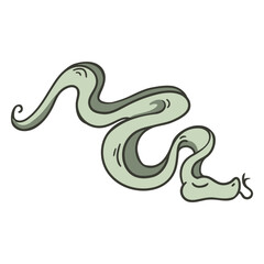 Fototapeta premium Serpentine Silhouette: A minimalist, stylized illustration captures the sinuous grace of a snake, its body forming elegant curves against a flat background.