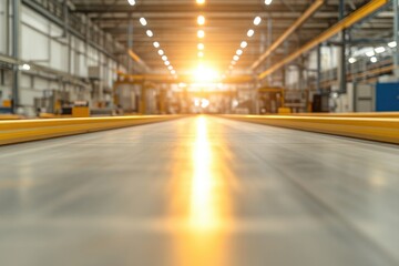 Bright light illuminates spacious industrial facility highlighti