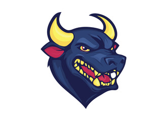 Bull head mascot. Logo design. Illustration for printing on t-shirts.