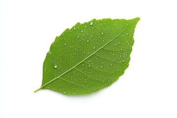 Obraz premium Fresh green leaf with droplets of water showcasing natural beaut