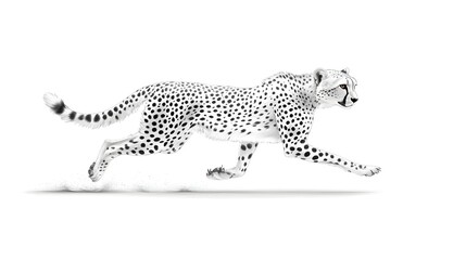 Naklejka premium Powerful cheetah sprinting at full speed its lithe body captured in a dynamic ink that emphasizes the animal s incredible velocity and grace