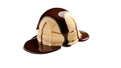 Chocolate and Vanilla Ice Cream Cake with Dripping Chocolate Sauce &ndash; A High-Quality PNG Image with a Transparent Background for Versatile Use