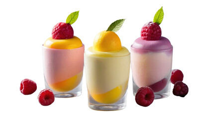 Mixed Berry and Fruit Sorbet with Lemon, Strawberry, Raspberry, Blueberry, Orange, Melon, and Watermelon &ndash; A High-Quality PNG Image with a Transparent Background for Versatile Use