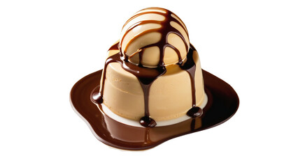 Chocolate and Vanilla Ice Cream Cake with Dripping Chocolate Sauce &ndash; A High-Quality PNG Image with a Transparent Background for Versatile Use