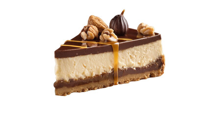 Snickers Cheesecake with Chocolate, Caramel, and Peanuts &ndash; A High-Quality PNG Image with a Transparent Background for Versatile Use