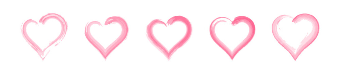 Hand-Painted Pink Heart Vector Brush Strokes