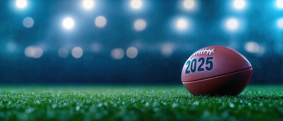 american football 2025 on stadium field at night