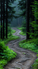 Fototapeta premium enchanted forest with misty trails