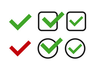 シンプルでフラットなチェックマークのイラストセット