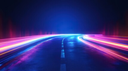 Neon road, night drive, speed, energy, future