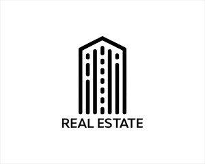 Minimal Real estate company logo icon outline vector illustration