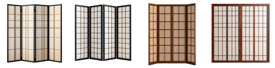 Elegant Folding Japanese Shoji Screens Providing Versatile Room Dividing and Privacy Solutions for Home Office or Studio Spaces  Lightweight Translucent Wooden Panels Offer a Minimalist
