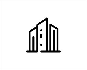 Minimal Real estate company logo icon outline vector illustration