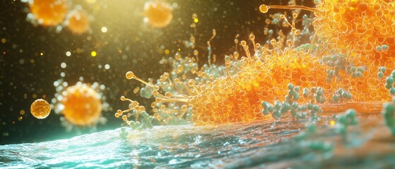 Photorealistic depiction of respiratory enzyme catalyzing reaction ultra sharp molecular structure vibrant glowing substrate binding releasing energy balanced cinematic depth scientifically