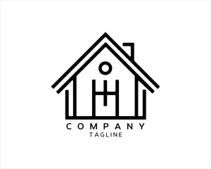 Minimal House or Real estate icon logo design template. Line art Real estate company logo. Simple house property design outline vector illustration