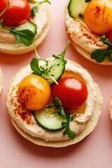 Delicious mini tarts topped with vibrant tomatoes and fresh cucu