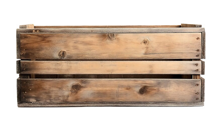 Empty wooden crate box isolated on white background with shallow depth of field isolated on transparent background.png