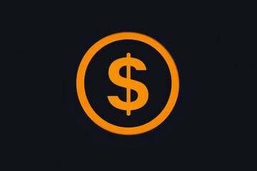 Obraz premium Dark background dollar sign icon with glowing golden details