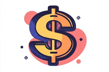 Obraz premium Stylized bold financial symbol with blue and red gradient effects