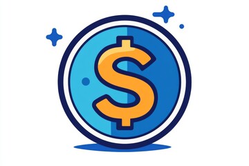 Obraz premium Abstract blue and orange dollar sign icon with futuristic glow