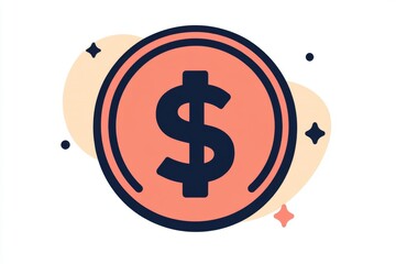 Obraz premium Stylized golden coin with sharp black outline and bright reflections