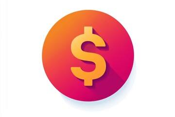 Obraz premium Gradient circular dollar icon with soft pink and orange tones