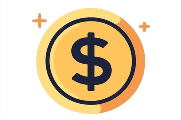 Obraz premium Classic golden dollar coin with a black outline