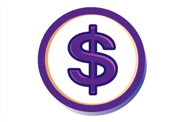 Obraz premium Minimalist purple dollar sign icon with bold outline
