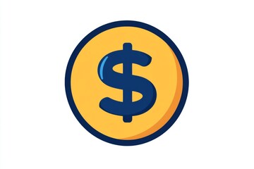 Obraz premium Golden dollar coin with deep blue background and financial concept