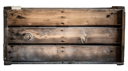 Empty wooden crate box isolated on white background with shallow depth of field isolated on transparent background.png