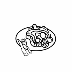 Delicious fried meat steak isolated on white background. Vector illustration