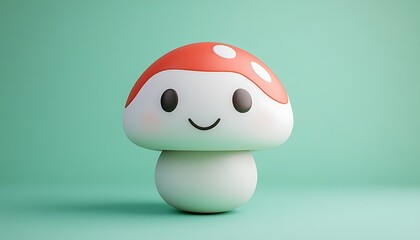 A mushroom emoji isolated on a pastel green background.