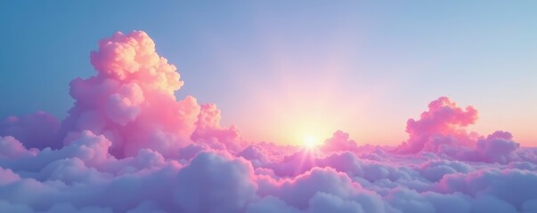 Pink and blue clouds in the sky at sunset with pastel colors, pink clouds, cloud formations