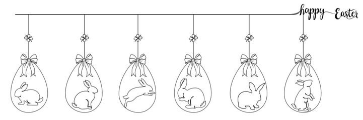 Hanging decoration of Easter eggs and rabbit vector illustration 1