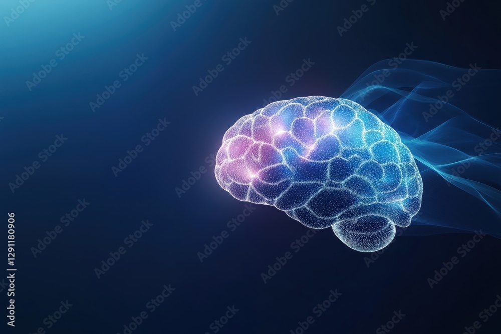 Poster abstract visualization of brain signals and neural transmissions in futuristic design