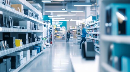 Thief alert in a technology store, staff noticing unusual activity. Featuring immediate action and tech store protection