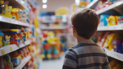 Fototapeta premium Thief alert in a toy store, customer noticing suspicious activity. Featuring quick reaction and toy protection