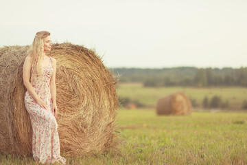 girl on a haystack summer freedom romantic model