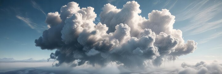 Ethereal cloud-like mist suspended in mid-air, gossamer veil, foggy ambiance, atmospheric effect