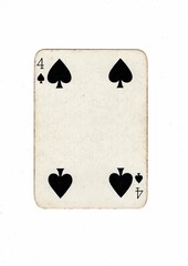 An antique playing card centred on a white background.