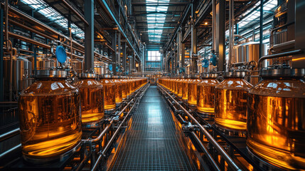 Fototapeta premium A high-tech brewing facility where automated systems ensure consistency in small-batch beer production