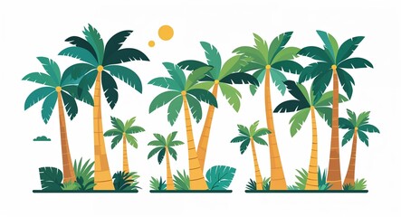 Obraz premium Set bundle of palm tree minimalist childish style illustration on plain white background