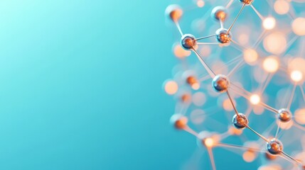 Obraz premium abstract molecule structure on blue background