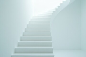 Bright, minimalistic staircase leading to luminous space evokes