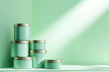 Elegant Green Metal Containers Display