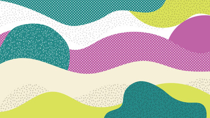 Colorful abstract wavy pattern background with geometric textures and retro design. Ideal for wallpapers, fashion prints, digital art, and creative projects.
