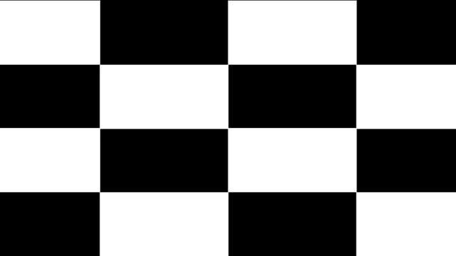 Shifting black-and-white checkered blocks dynamically glide across the frame, seamlessly transitioning in a rhythmic, flowing motion. 