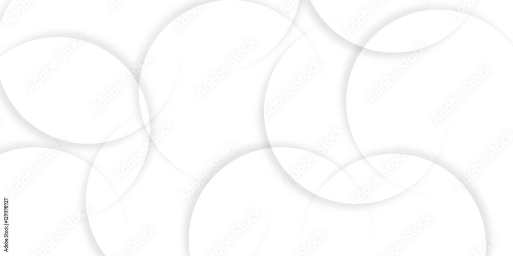 Aufkleber Abstract background with circle white abstract geometric background with soft light white paper circles in design .Gray abstract. Modern design background for report and project presentation template.