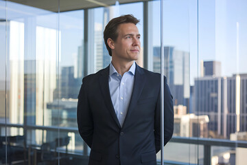 Fototapeta premium businessman in front of office building